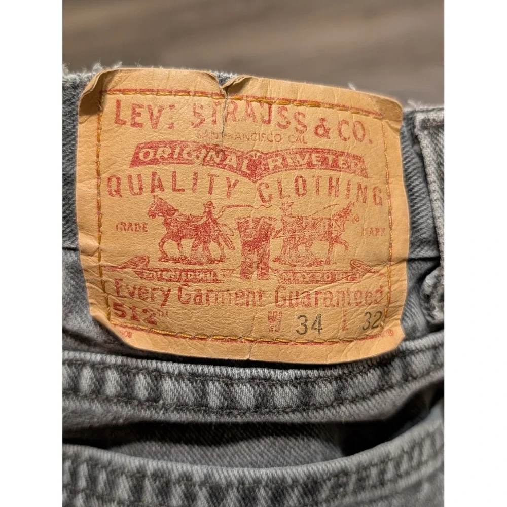 VTG Levis 512 Slim Fit Tapered Leg Jeans Mens 34x32 Faded Black Made in USA READ